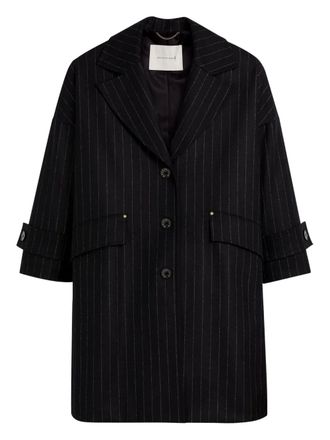 Mackintosh Jas met krijtstreep - Zwart