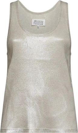 Maison Margiela Zilverkleurige Tanktop - Dames - Tops zonder mouwen - Wit - S - Katoen - Tops