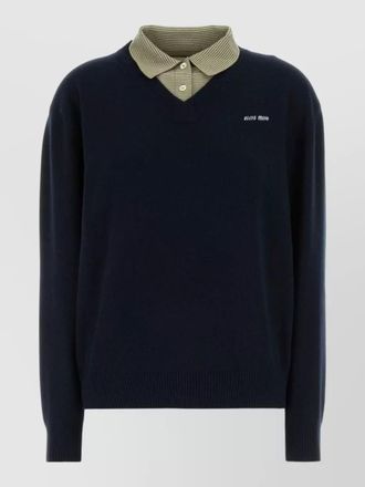 Miu Miu wool blend polo shirt contrast collar