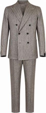 Tagliatore Montecarlo Double-Breasted Suit - Heren - Business pakken - Bruin - XL - Wol - Kostuums