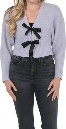 Rain + Rose Luna Bow Cardigan In Lilac