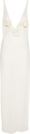 Magda Butrym floral-appliqu&eacute; maxi dress - women - Elastane/Lyocell/Polyester - 36 - Neutrals