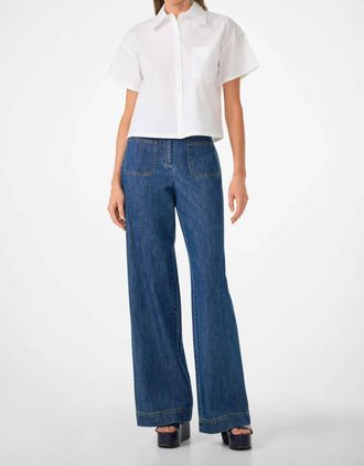 Trina Turk Komore Cropped Button-Front Top In White