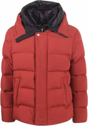 Moorer Mens Hooded Short Puffer Jacket In Paprika