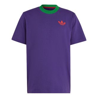 adidas Mens adidas originals Trefoil Tee Solid Color Logo Printing Round Neck Pullover Short Sleeve Purple T-Shirt IB3434