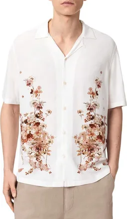AllSaints Flotilla Short Sleeve Button-Up Shirt in Ecru at Nordstrom, Size Xx-Large