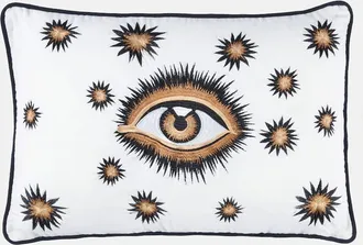 Les-Ottomans Cuscino Eye di cotone ricamato
