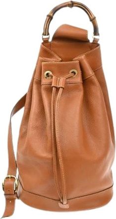 Gucci Pre-owned Backpacks, female, Brown, Size: ONE SIZE Pre-owned Vintage bamboo sling backpack