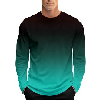 Generic Jumpers for Men Adult Long Sleeve Shirts Crew Neck Gradient Color Mens Jumper Casual Fashion Pullover Mens Sweatshirts Sport Gym Tops Muscles Slim Fit