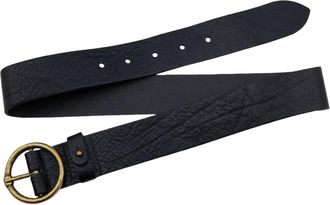 Amsterdam Heritage Womens Vintage Round Buckle Leather Belt In Black