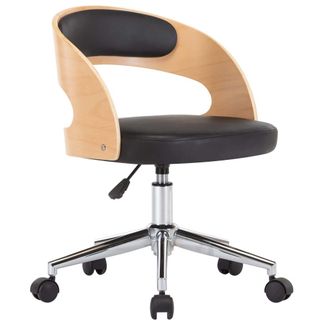vidaXL Silla De Comedor Giratoria Madera Curvada Cuero Sint&eacute;tico Negro Vidaxl