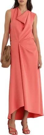 Reiss Dorota Cowl Neck Midi Dress in Coral Pink at Nordstrom, Size 12