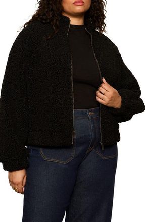 Sanctuary Cloud Nine Fleece Bomber Jacket in Black at Nordstrom, Size 2X