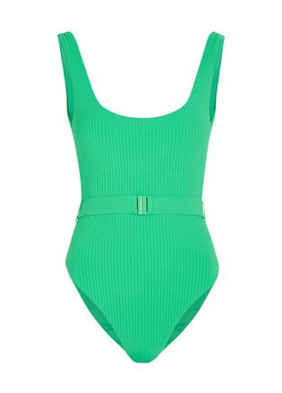 Melissa Odabash Rio Belted Ribbed Swimsuit - Green - 48 (UK16 / XL)