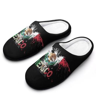 Generic Mexico Flag Funny Mens Slippers Cotton Warm House Shoes Memory Foam Sandals Print Size 7-14