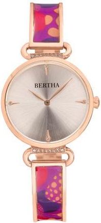 Bertha Sunglasses Katherine Enamel-Designed Bracelet Watch in Purple at Nordstrom