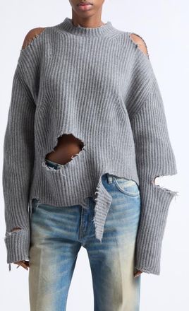 Haikure Ozie Destroyed Rib Merino Wool Sweater (Nordstrom Exclusive) in Grey at Nordstrom, Size X-Small