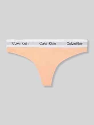 Calvin Klein Underwear String aus Baumwoll-Mix mit Logo-Bund in Apricot, Gr&ouml;&szlig;e XL