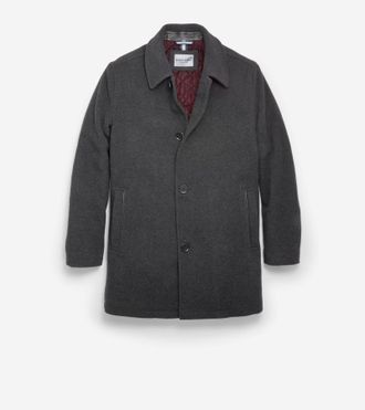 Cole Haan Mens Wool Blend Car Coat - Grey Size Medium