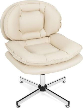 Costway Costway - Silla Escritorio sin Brazos, Silla Tapizada Escritorio sin Ruedas, Altura Ajustable, Respaldo y Asiento con Doble Acolchado, Silla Tocador