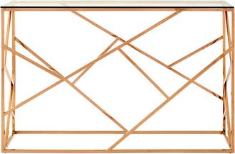 Premier Housewares Interiors by Premier Stylish Rose Gold Geometric Console Table, Versatile Hallway Table, Easily Maintained Living Room Table