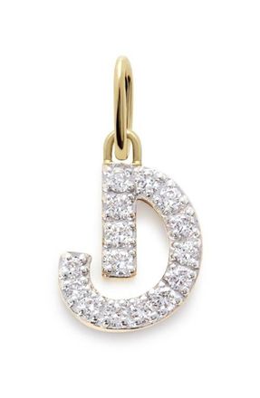 Monica Vinader Lab Grown Diamond Initial Pendant Charm in 14K Gold D at Nordstrom