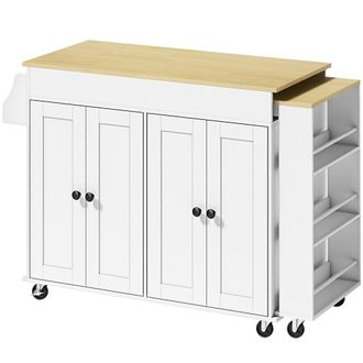 HOMCOM Isla de cocina 189.2x50x87.8 cm blanco