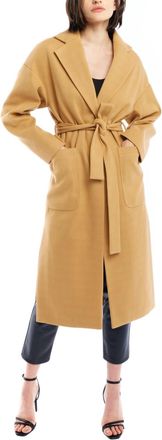 LBLC The Label Marie Tie Front Midi Trench Jacket In Camel