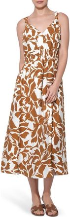 Adelyn Rae Kiana Wood Trim Sleeveless Maxi Dress in Off White/rust at Nordstrom, Size X-Large