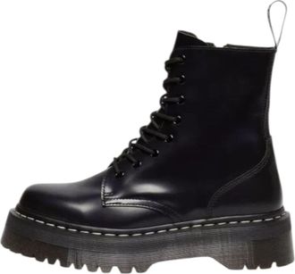 Dr. Martens Jadon White Stitch Smooth Platform Boots Black 32196001