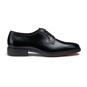 Santoni Easy Lace-up - Heren - Nette schoenen - Zwart - 44 1/2 EU - Leer - Schoenen