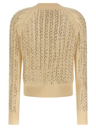 Ermanno Scervino Baguette Studded Braided Knit Sweater - Cream