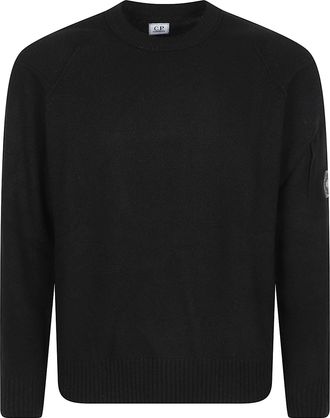 C.P. Company Black Lens Solid Knit Crewneck Wool-Blend Sweater