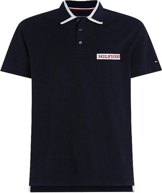 Tommy Hilfiger Polo droit logo patch&eacute; - Heren - Polos - Blauw - L - Katoen - Tops