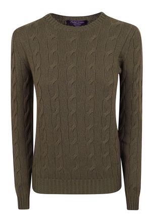 Polo Ralph Lauren Cypress Green Cable-Knit Wool Crewneck Sweater