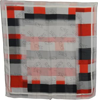 Costume National Silky Scarves, female, Multicolor, Size: ONE SIZE Silk Square Scarf Grey Red Checkered