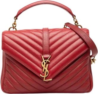 Saint Laurent Pre-owned Handbags, female, Red, Size: ONE SIZE Pre-owned The College satchel
