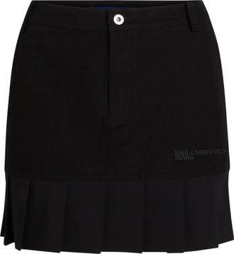Karl Lagerfeld Geplisseerde Mini ROK A3W12012 - Dames - Korte rokken - Zwart - XS - Polyester - Rokken