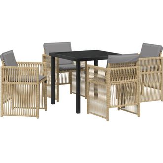 vidaXL Conjunto De Comedor De Jard&iacute;n 5 Pcs Beige Polirat&aacute;n Vidaxl