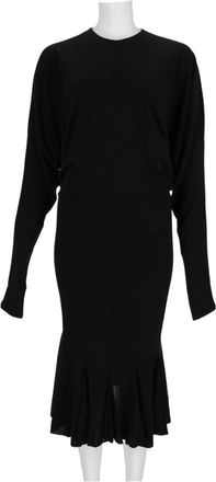 Jacquemus Black Long-Sleeved Pleated-Hem Viscose-Blend Midi Dress