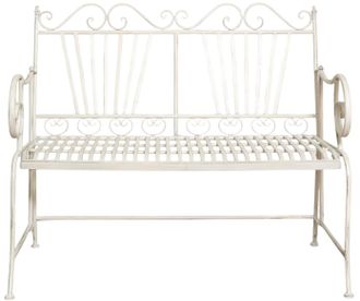 Biscottini International Biscottini - Banco De Hierro Exterior 113x58x94 Cm Sof&aacute; De Jard&iacute;n Y Entrada Banco De Metal Blanco Silla Interior 2 Plazas De Hierro Fundido