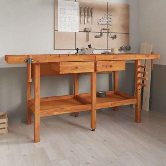vidaXL Vidaxl - Banco Lavoro Cassetti e Morse 192x62x83cm Legno Massello Acacia