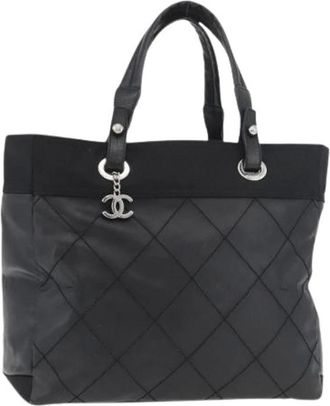 Chanel Pre-owned Tote Bags, female, Black, Size: ONE SIZE Pre-owned Vintage Canvas Tote Bag