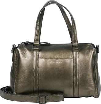 Burkely Leather Handbag Shoulder Bag Creased Crystal Handbag Gun Metal Taupe