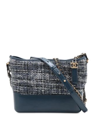 Chanel 2018 Medium Tweed and Calfskin Gabrielle crossbody bag - women - Fabric/Calf Leather - One Size - Blue