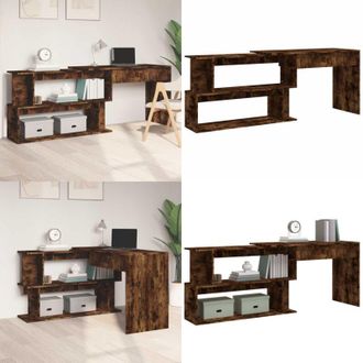 vidaXL Scrivania Angolare Rovere Fumo 200x50x76cm in Legno Multistrato - Scrivania in legno - Scrivania da ufficio