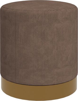 HOMCOM Modern Round Footstool - Fabric Upholstered Foot Rest - Light Brown - Charcoal grey | TJ Hughes