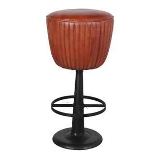 MisterWils Taburete Alto De Metal Y Piel Grant - Marr&oacute;n,negro - 78x32x32