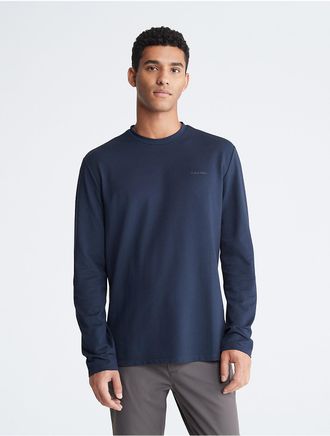 Calvin Klein Mens Long Sleeve Tech Pique T-Shirt - Navy - XS