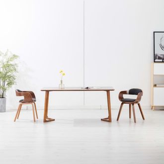 vidaXL Vidaxl - Sillas De Comedor 2 Unidades Tela Y Madera Curvada Gris Oscuro